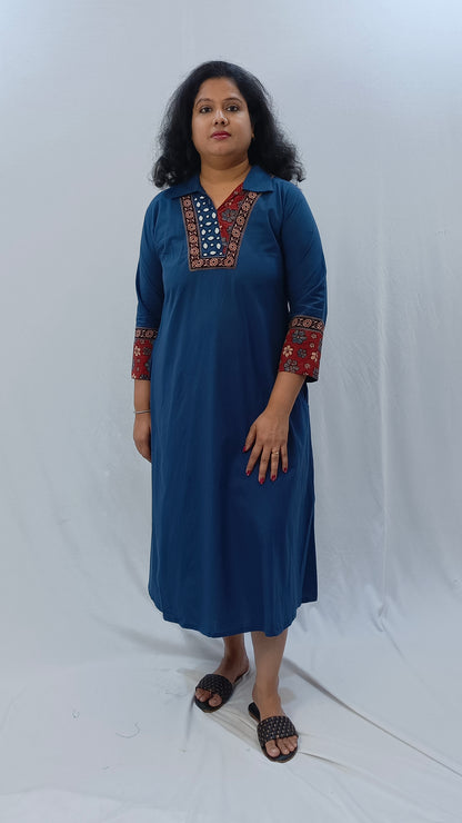 Kaveri – Cotton Fusion Dress - Ink Blue