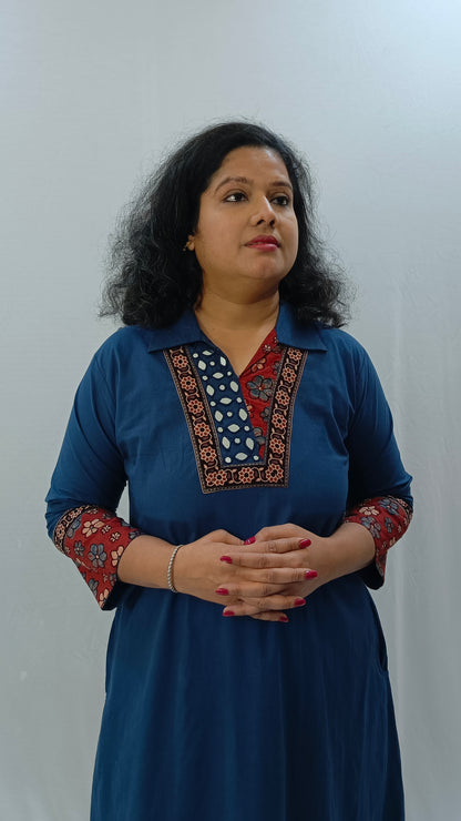 Kaveri – Cotton Fusion Dress - Ink Blue