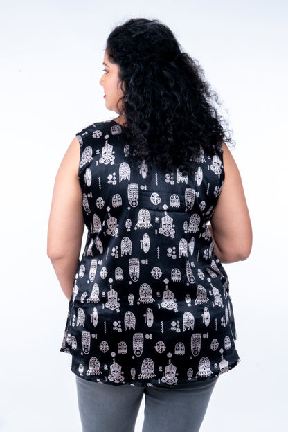 Kadambari – Mashru Short Top - Black