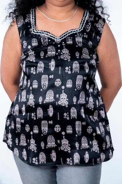 Kadambari – Mashru Short Top - Black