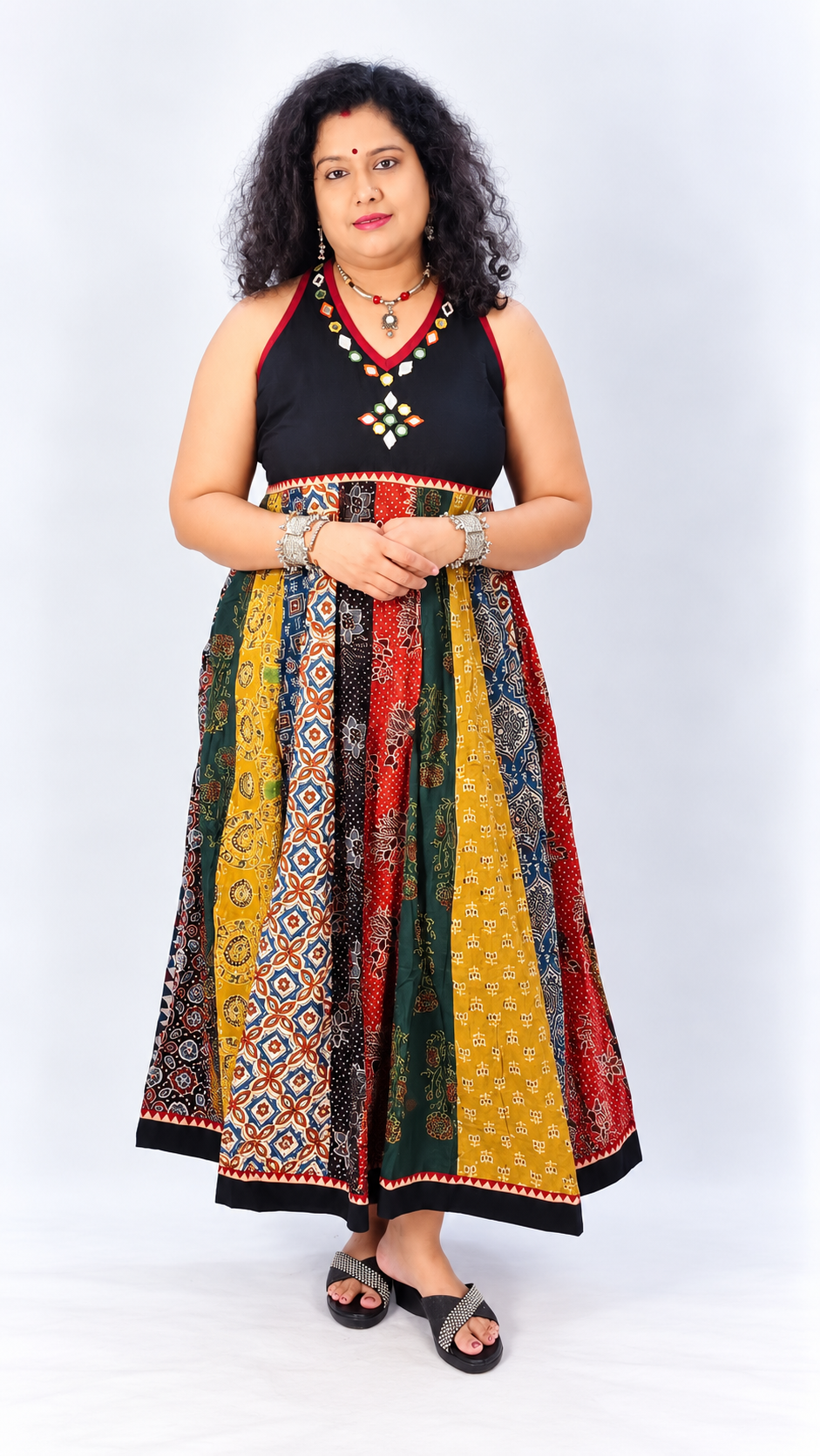 Navrang Dress – Halter Neck Multi-Kali Cotton Fusion