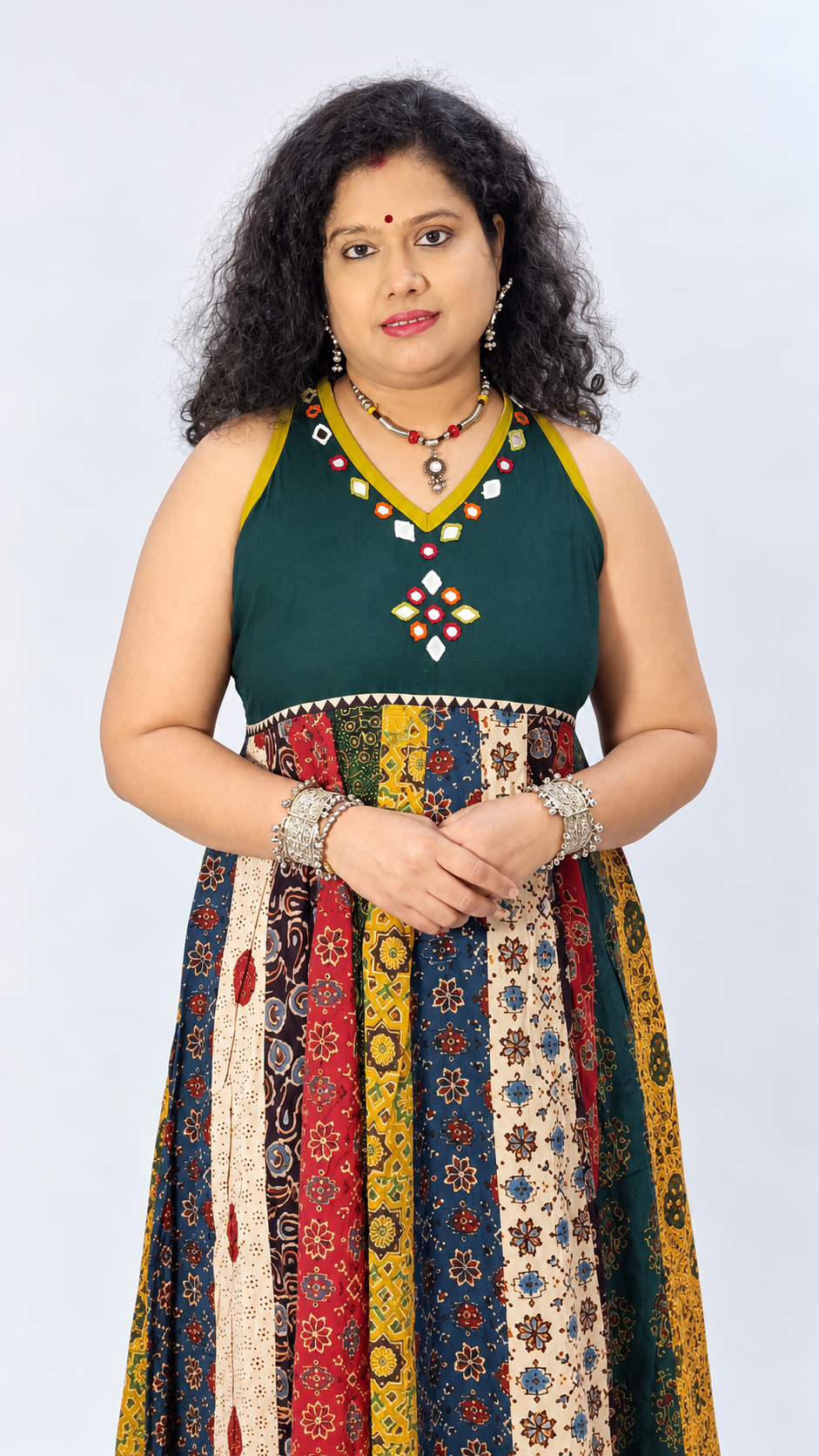 Navrang Dress – Halter Neck Multi-Kali Cotton Fusion