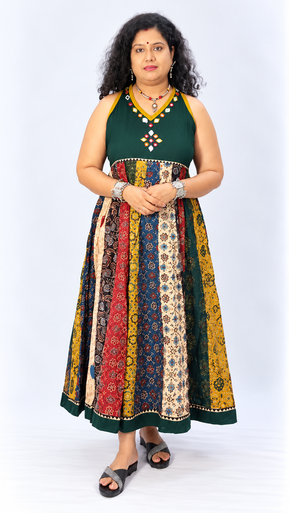 Navrang Dress – Halter Neck Multi-Kali Cotton Fusion