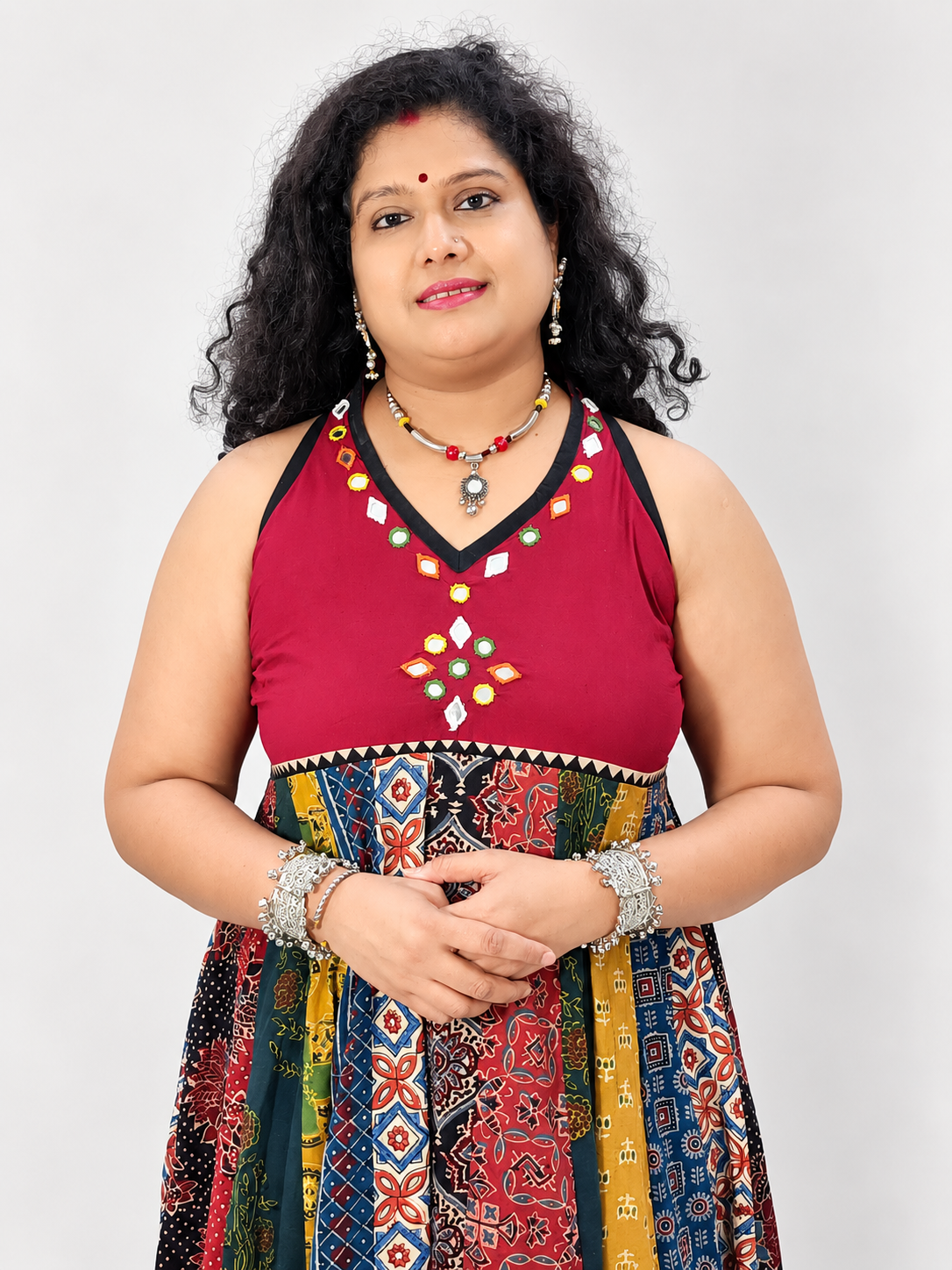 Navrang Dress – Halter Neck Multi-Kali Cotton Fusion