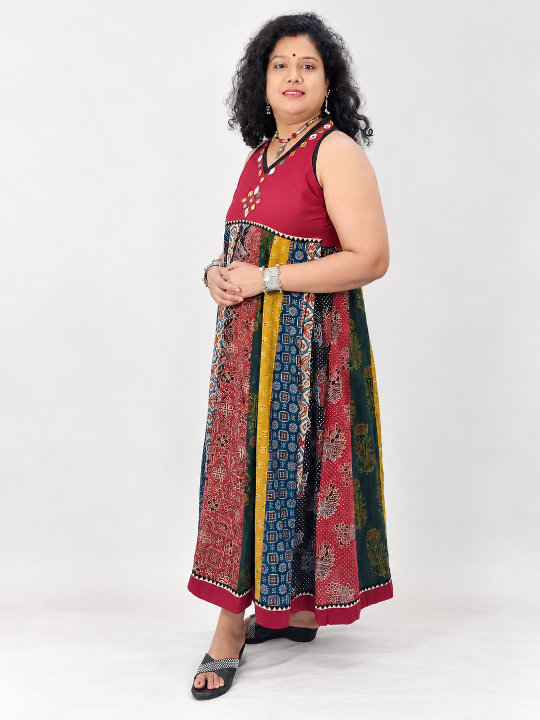 Navrang Dress – Halter Neck Multi-Kali Cotton Fusion