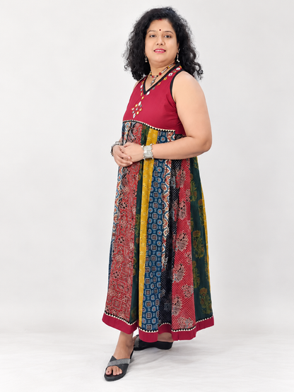 Navrang Dress – Halter Neck Multi-Kali Cotton Fusion