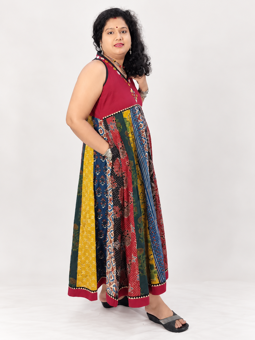 Navrang Dress – Halter Neck Multi-Kali Cotton Fusion