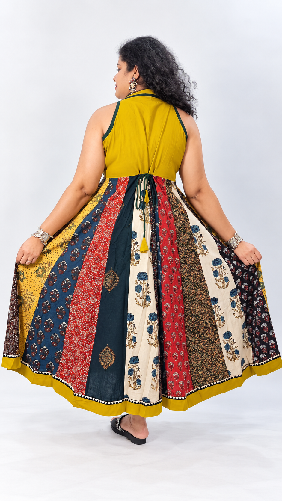 Navrang Dress – Halter Neck Multi-Kali Cotton Fusion