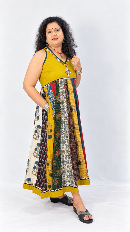 Navrang Dress – Halter Neck Multi-Kali Cotton Fusion