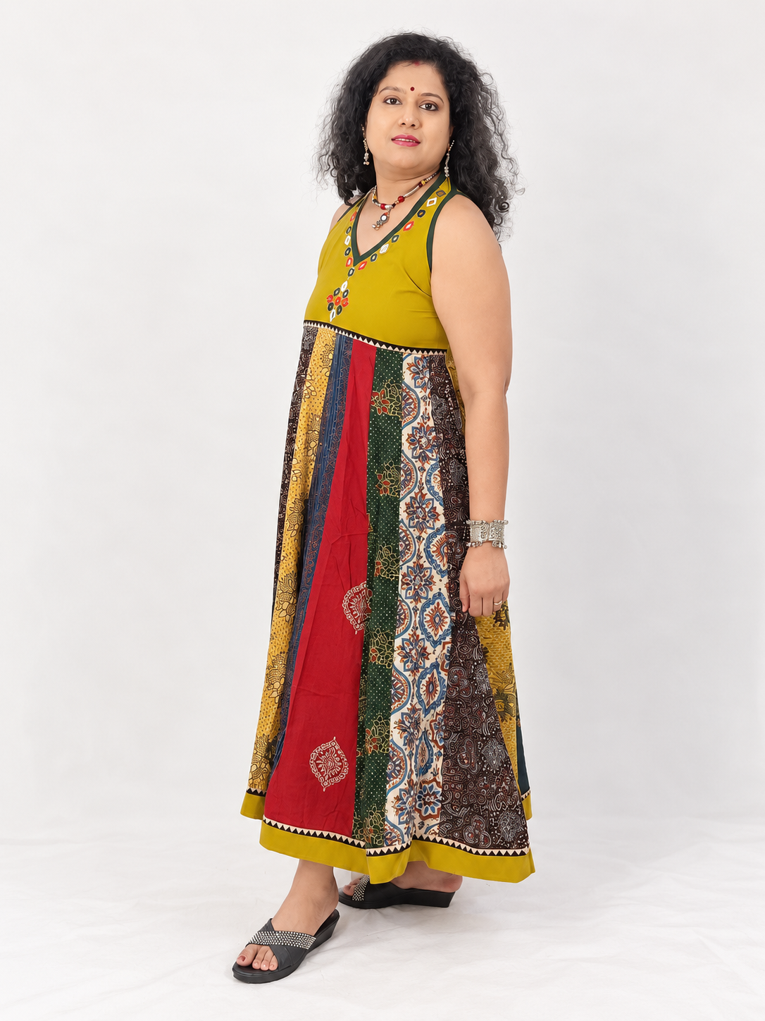 Navrang Dress – Halter Neck Multi-Kali Cotton Fusion
