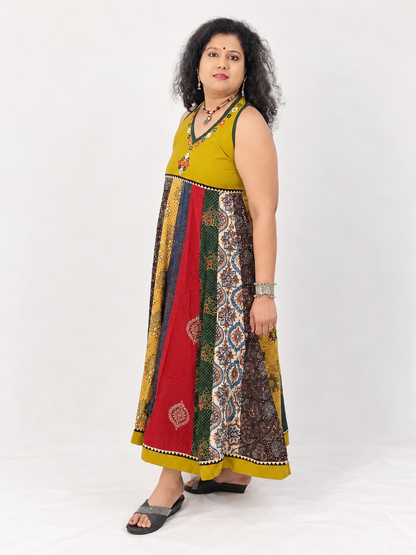 Navrang Dress – Halter Neck Multi-Kali Cotton Fusion