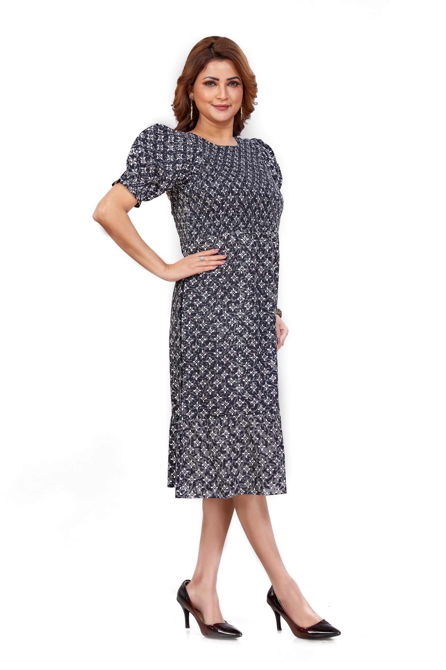Nakshatra – Smocked Cotton Dress - Black