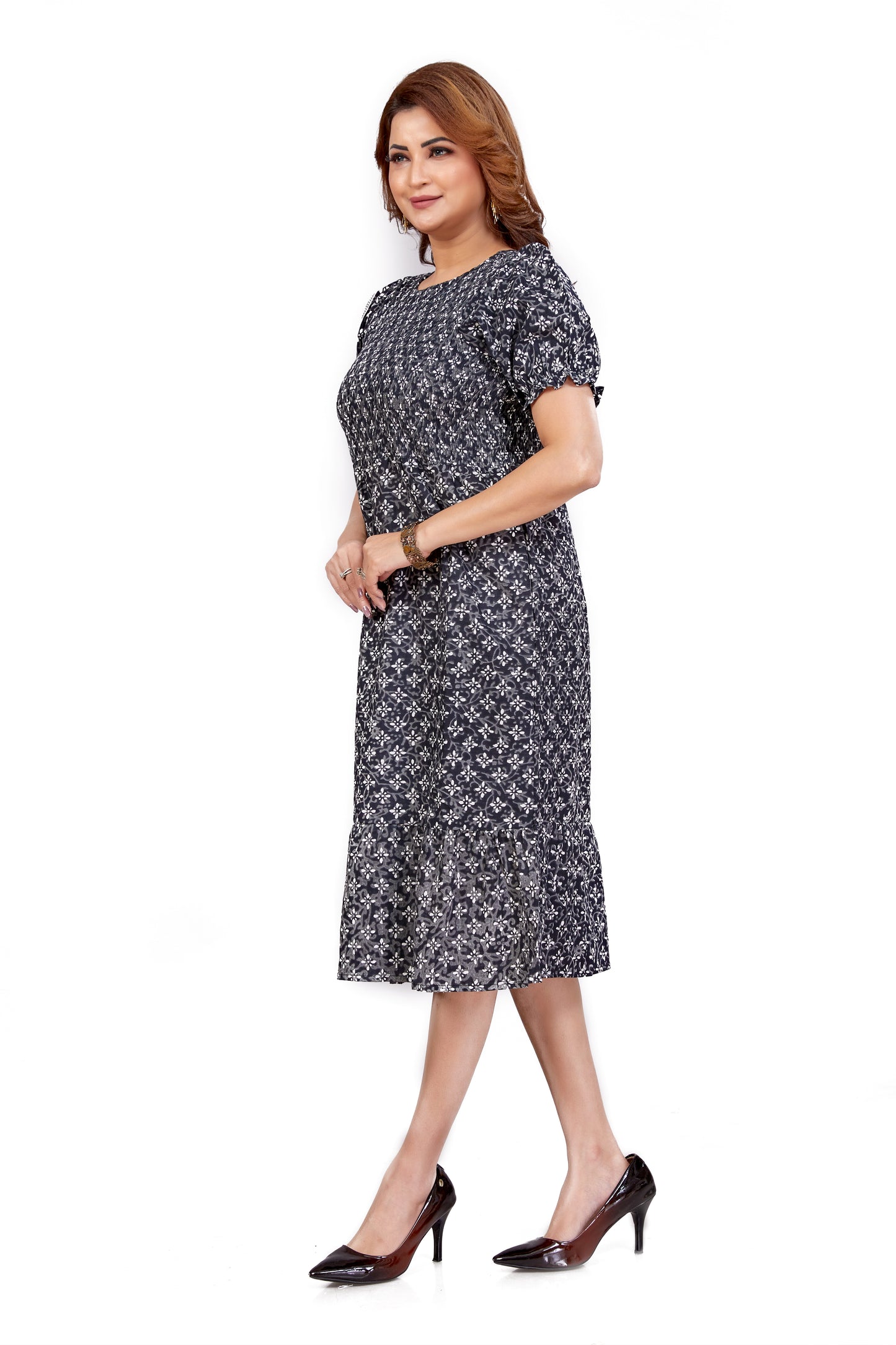 Nakshatra – Smocked Cotton Dress - Black