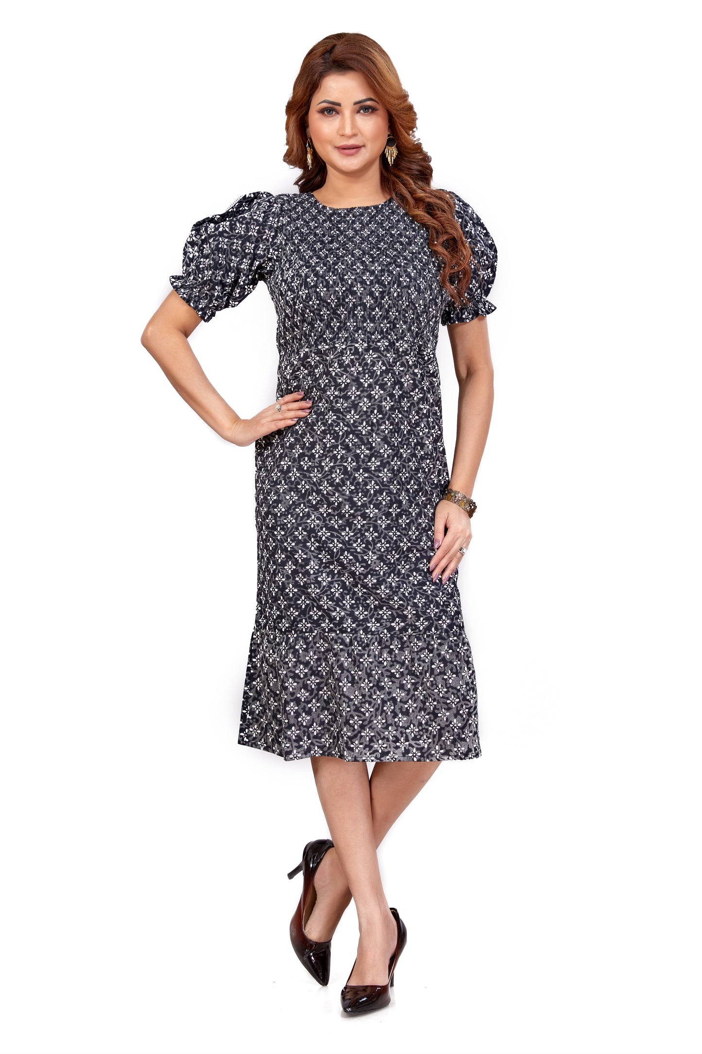 Nakshatra – Smocked Cotton Dress - Black