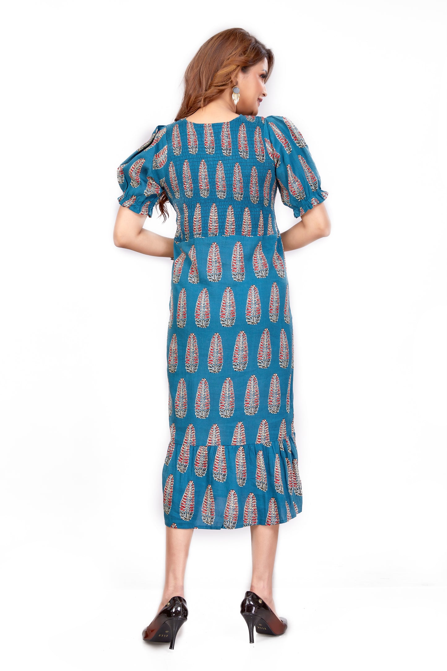 Nakshatra – Smocked Cotton Dress - Teal