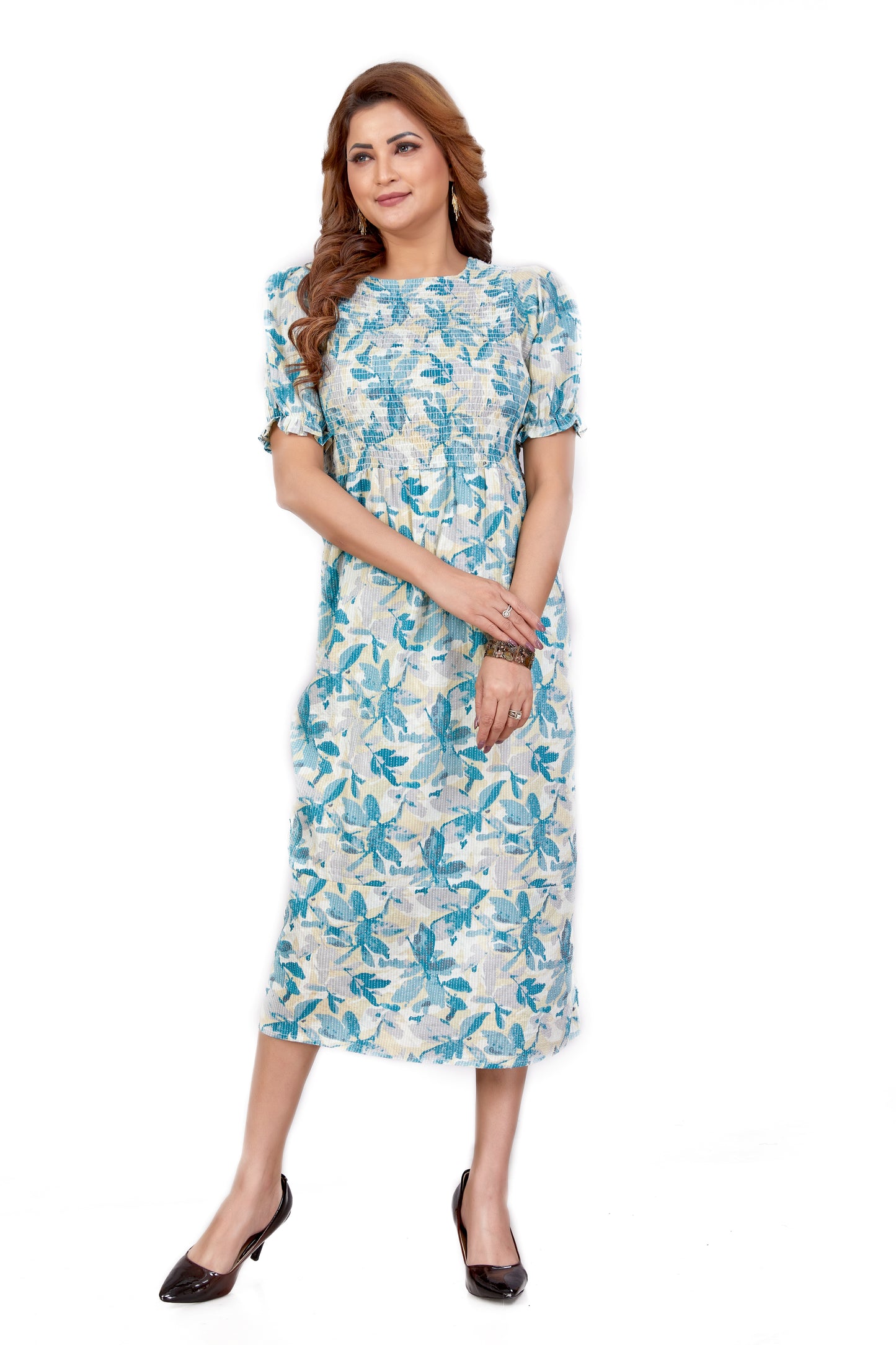 Nakshatra – Smocked Cotton Dress - Blue