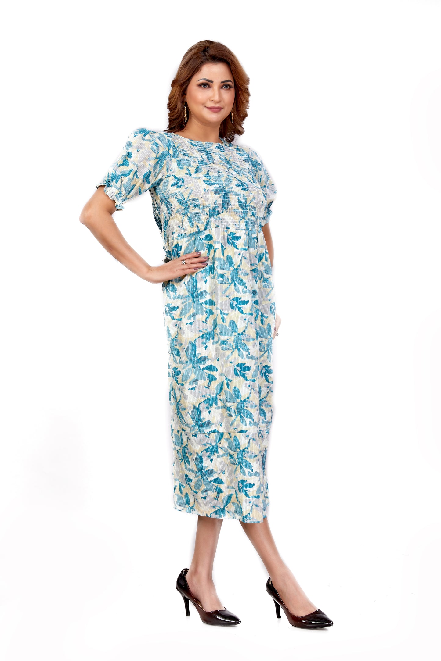 Nakshatra – Smocked Cotton Dress - Blue