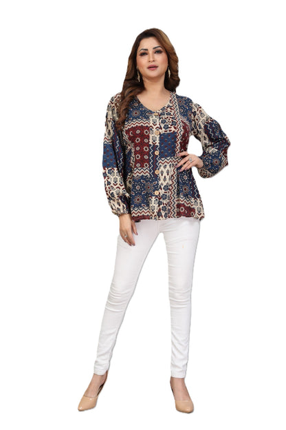 Vitasta – Ivory Patch – Rayon Fusion Top