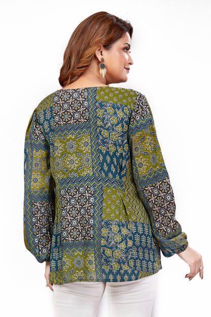 Vitasta – Green – Rayon Fusion Top