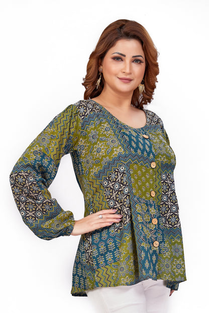 Vitasta – Green – Rayon Fusion Top