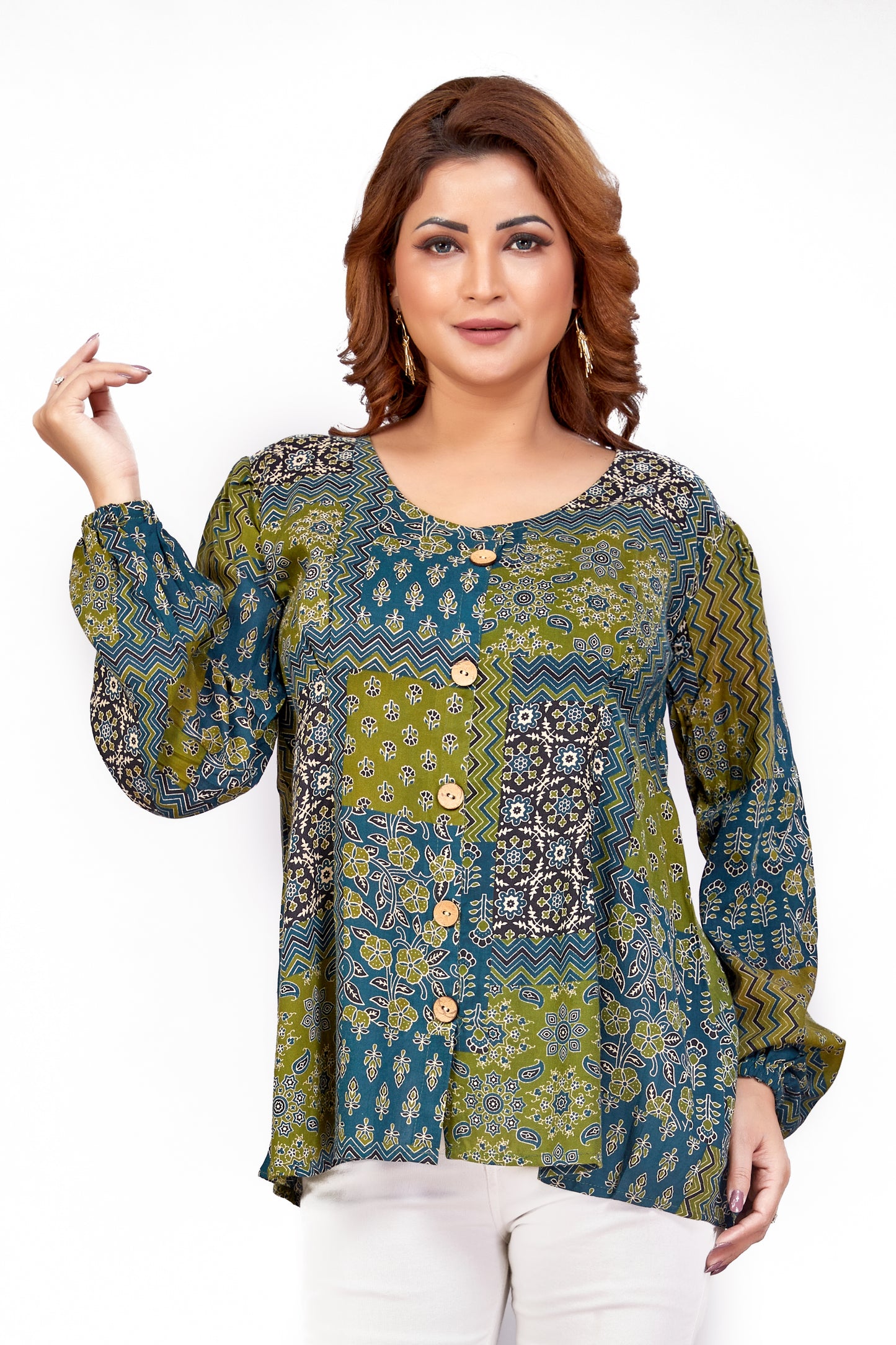 Vitasta – Green – Rayon Fusion Top