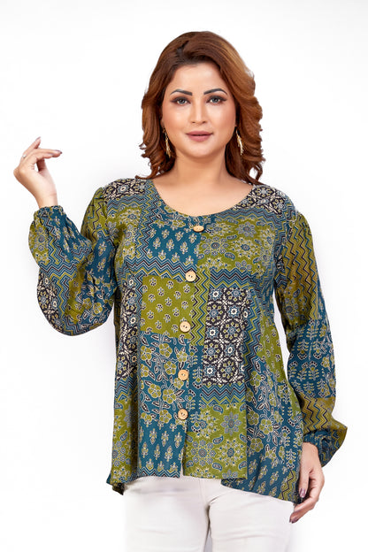 Vitasta – Green – Rayon Fusion Top