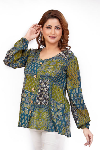 Vitasta – Green – Rayon Fusion Top