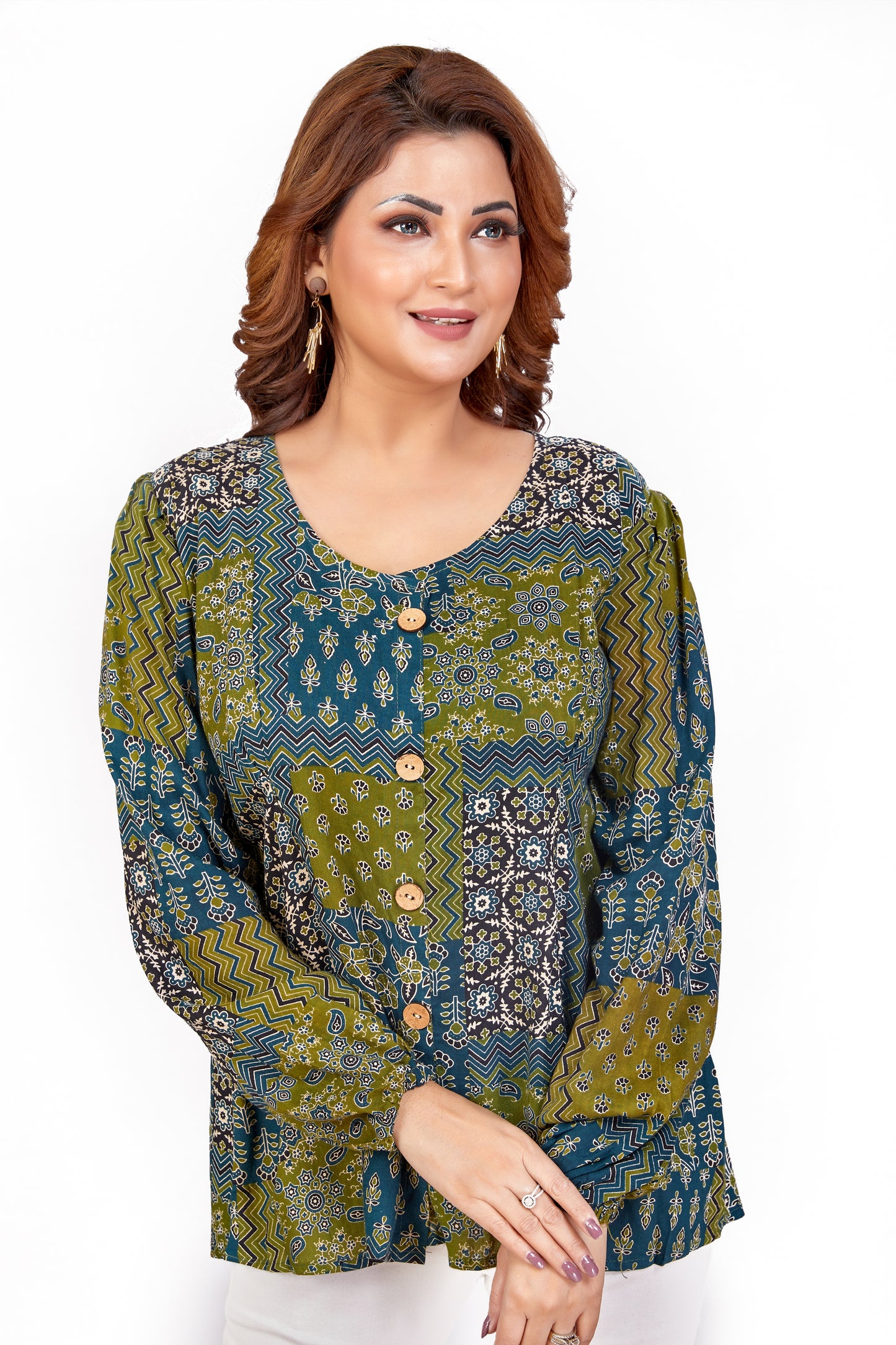 Vitasta – Green – Rayon Fusion Top