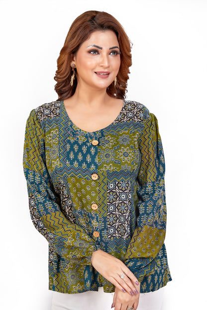 Vitasta – Green – Rayon Fusion Top