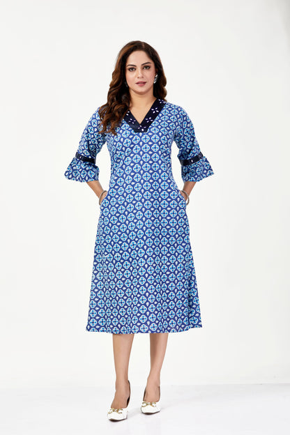 NavTarang – Blue Flower Dress