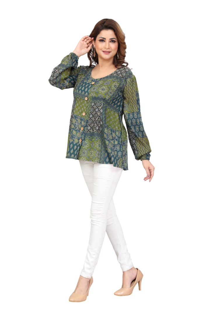 Vitasta – Green – Rayon Fusion Top