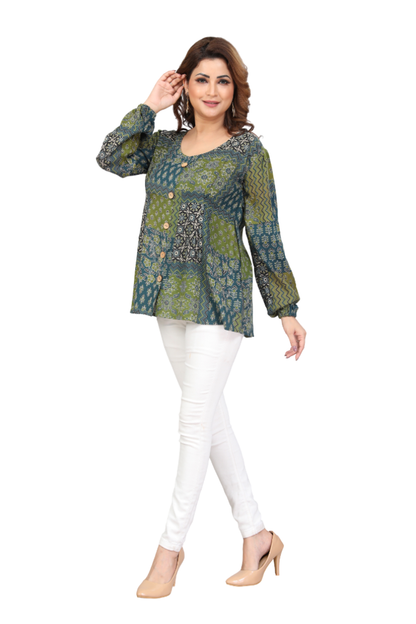 Vitasta – Green – Rayon Fusion Top