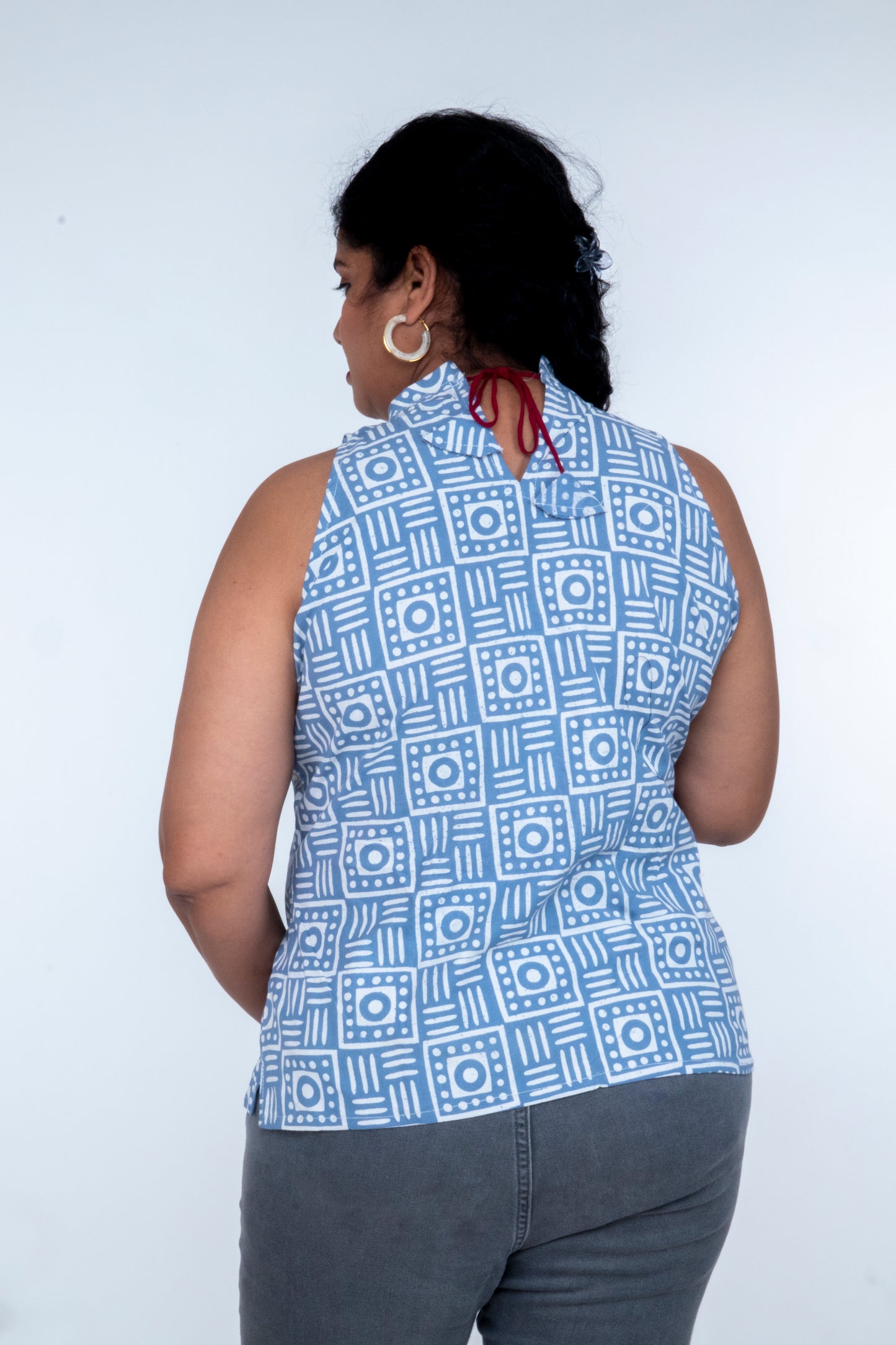 Kaveri - Short Halter Neck Top - Blue