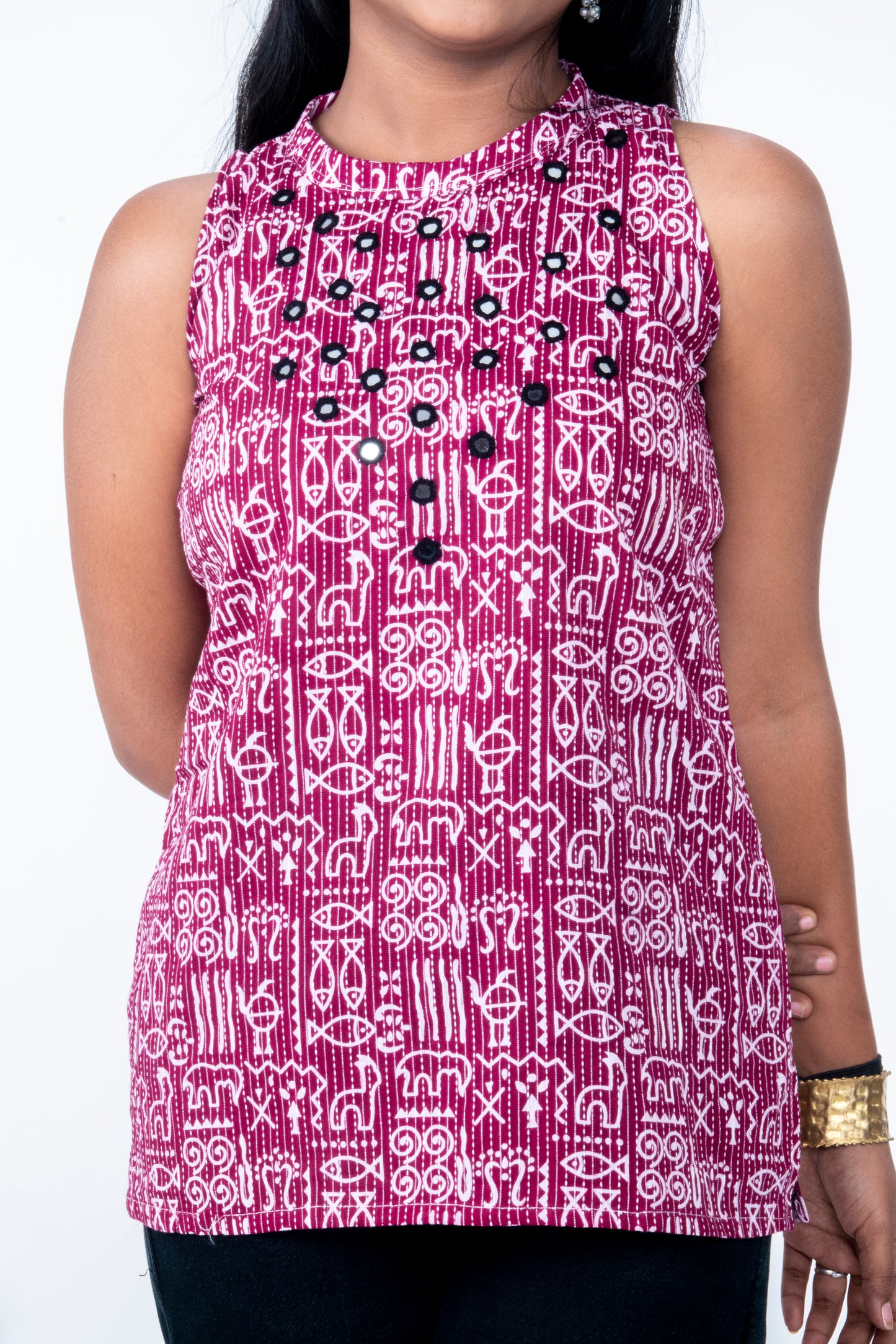 Kaveri - Short Halter Neck Top - Pink