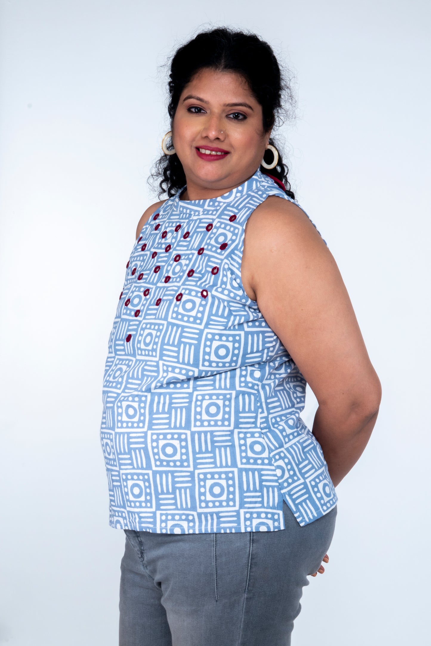 Kaveri - Short Halter Neck Top - Blue