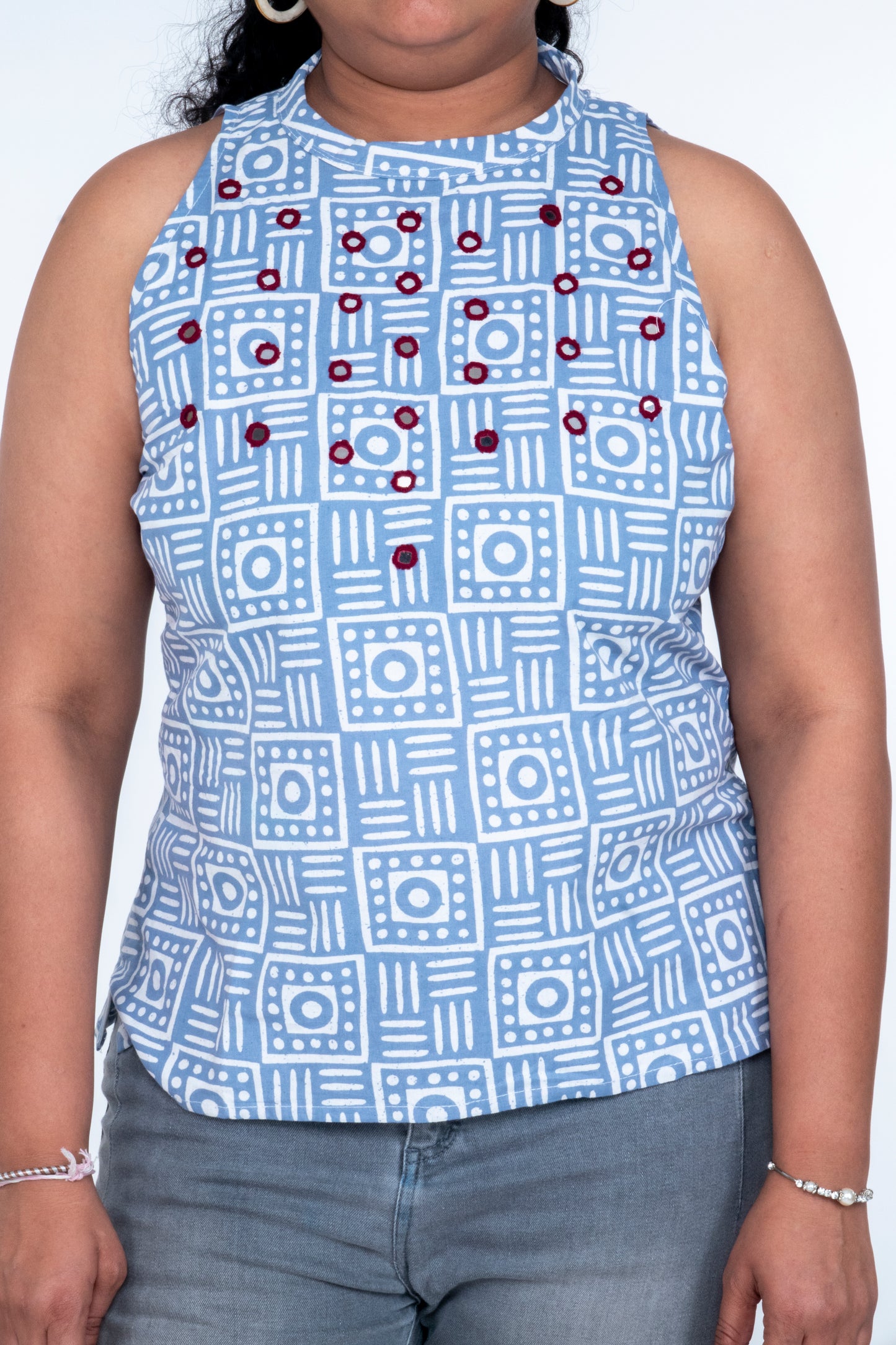 Kaveri - Short Halter Neck Top - Blue